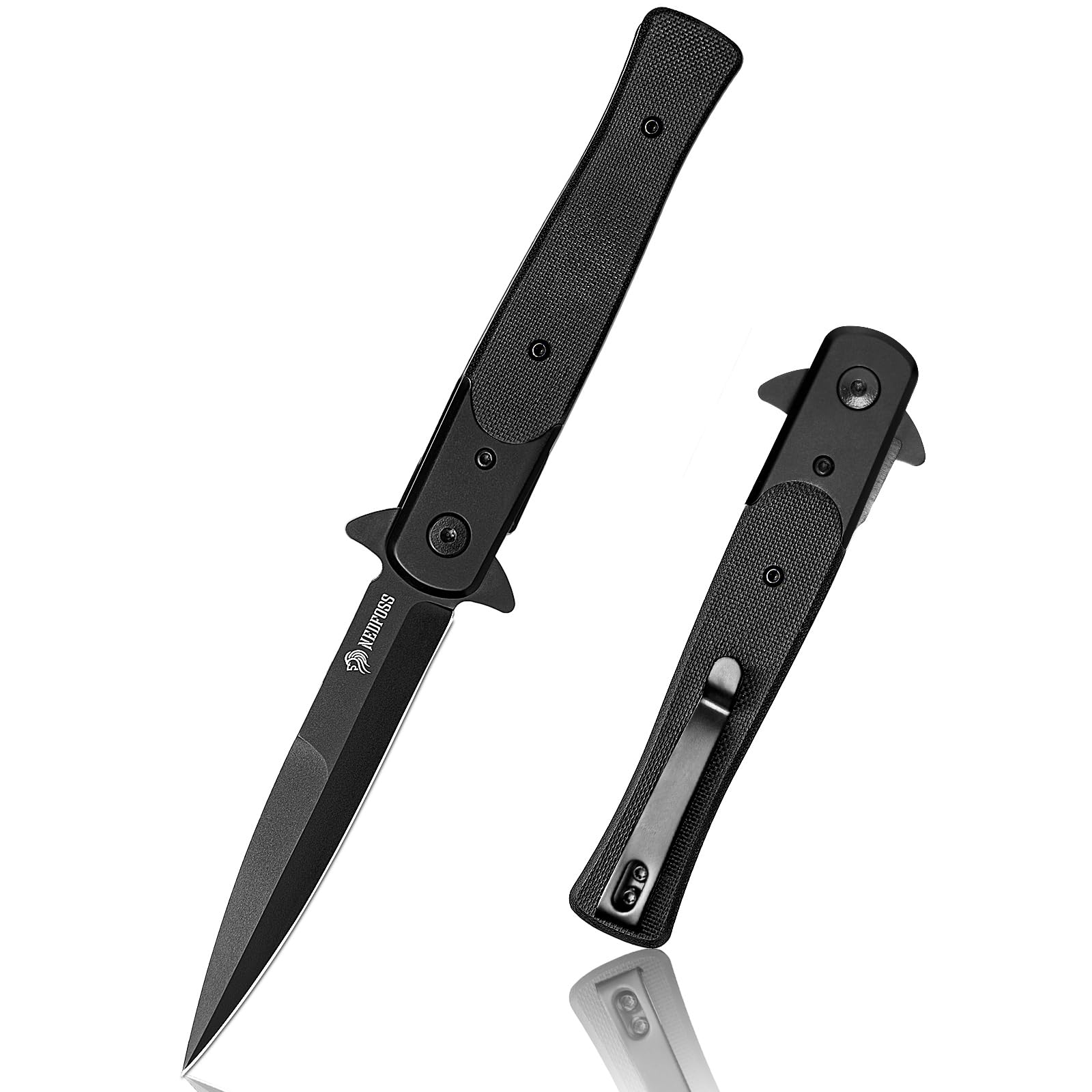 NedFoss MERMAID couteau pliant, Manche en G10, acier d2, clip ceinture couteau, couteau survie, couteau de poche, Convient à l'usage quotidien