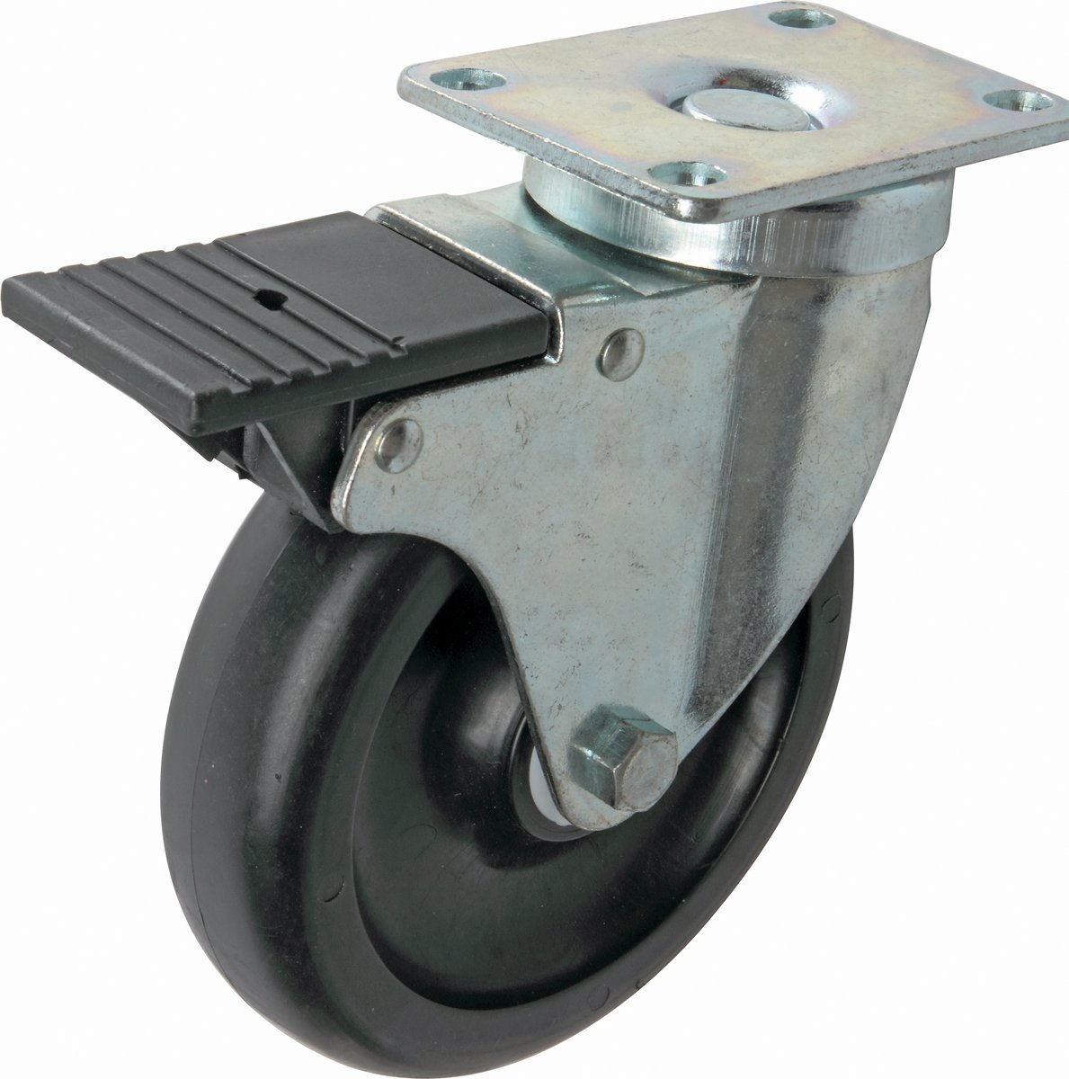 Shepherd Hardware 9011 400 Series 5-Inch Tool Box Swivel Plate Caster with Brake, 400-lb Load Capacity