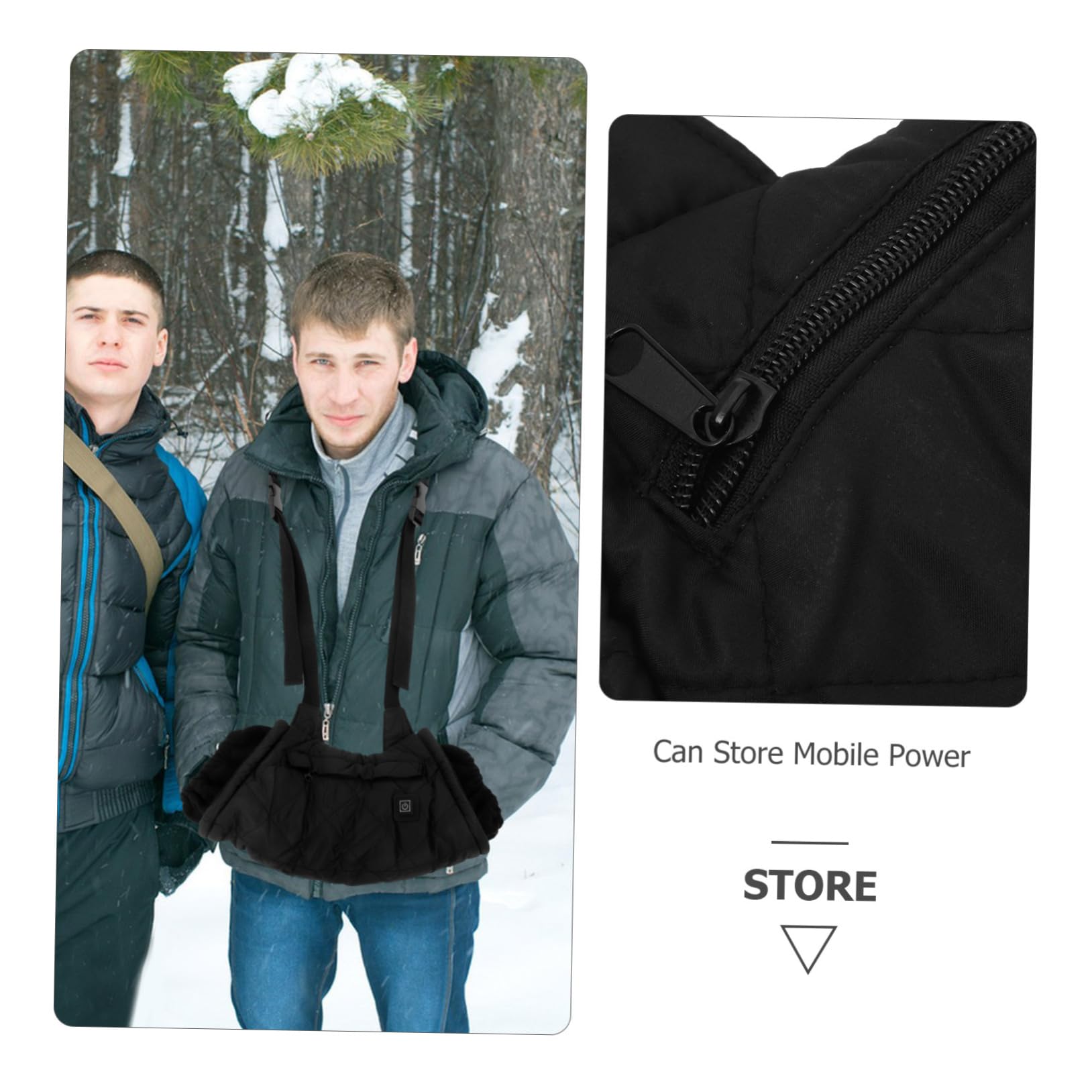 Chauffe-mains Électrique Portable Noir, Manchon D'hiver en Coton Matelassé