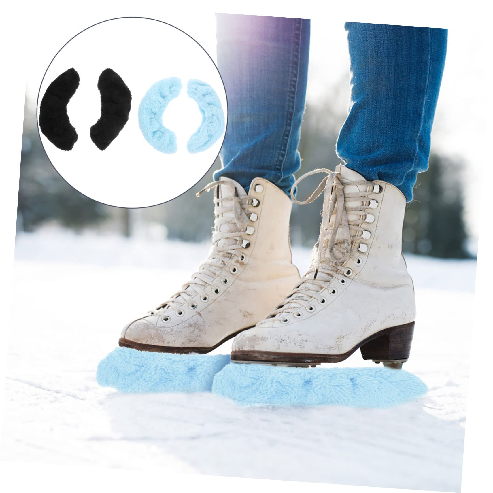 Amosfun 2 Paar Skate-Set Kinder Schlittschuhe Eishockey Schlittschuhe Saugfähige Handtücher Rollenabdeckung Eisklingenabdeckungen Figur Eiswächter Elastische Kufenhüllen Für Schlittschuhe