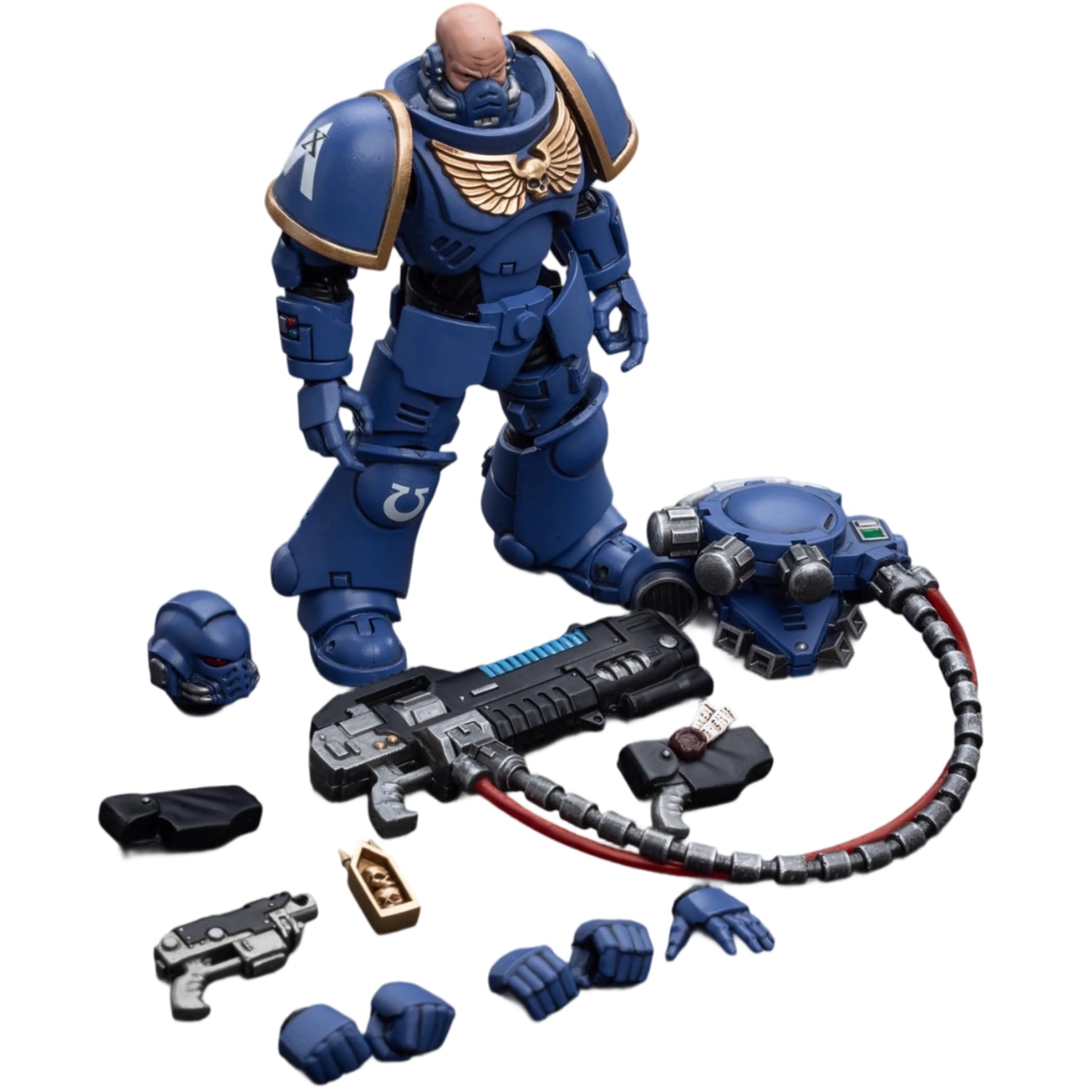 JOYTOY Brother Torsus Warhammer 40K 1/18 Action Figure Ultramarines Hellblasters Brother Torsus Modello da collezione 11,9 cm Regali di compleanno