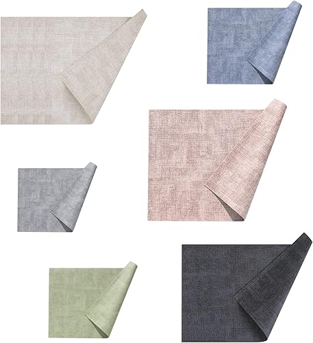 Miniatura 10 de UnivoColors - Juego de manteles individuales de piel sintética de 6,17 x 12 pulgadas, diseño de doble cara, impermeable, resistente al calor, fácil