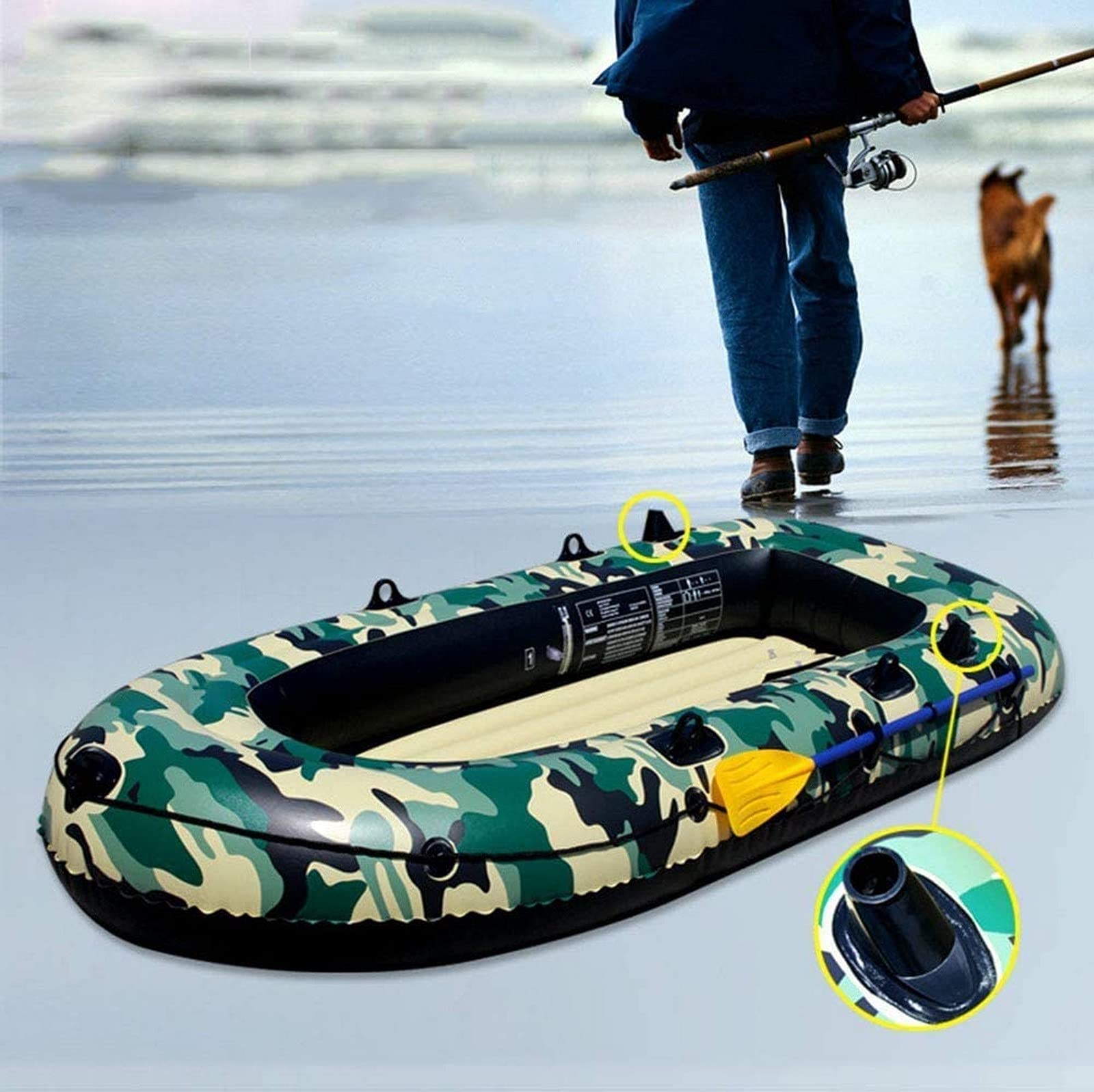 LCJD Portable Inflatable Kayak, Adults Inflatable Kayak Boat Set,for Water Sports Swimming Beach Pool Fishing Drifting,4person Boat