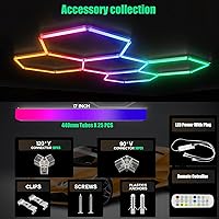 Vista 6 de Paquete de 25 luces LED hexagonales RGB para garaje, luz hexagonal RGB con multicolor, luces de pared hexagonales RGB regulables y ajustables