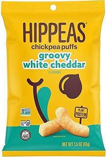Chickpea Puffs, Groovy White Cheddar, 1.5 Ounce (Pack of 1), 6g Protein, 4g Fiber, Vegan, Gluten-Free, Crunchy, Plant Protein Snacks