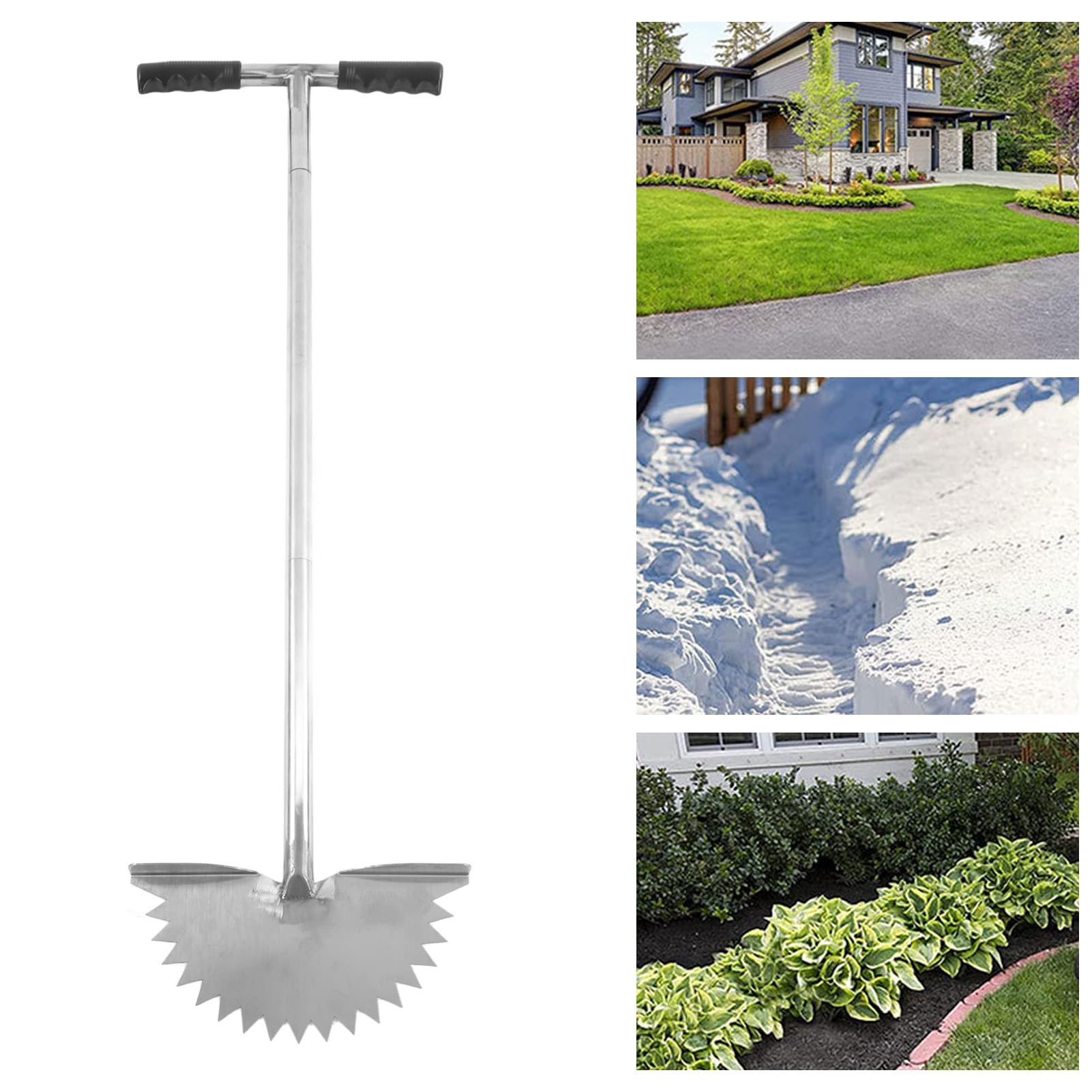 Bordeadora de Césped, Herramienta de Borde de Césped de Acero Inoxidable con Hoja de Dientes de Sierra para Jardinería