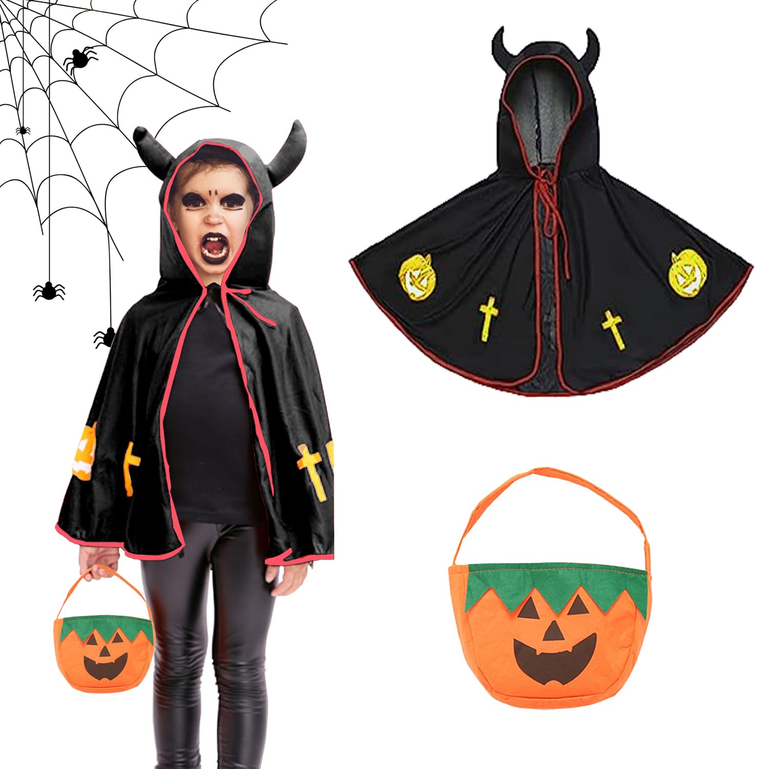 Cape Vampire Enfant Halloween - Cape De Diable Rouge Pour Enfants - Costume  D'Halloween Pour Enfants M Cape Halloween Enfant, image size:1500x1500