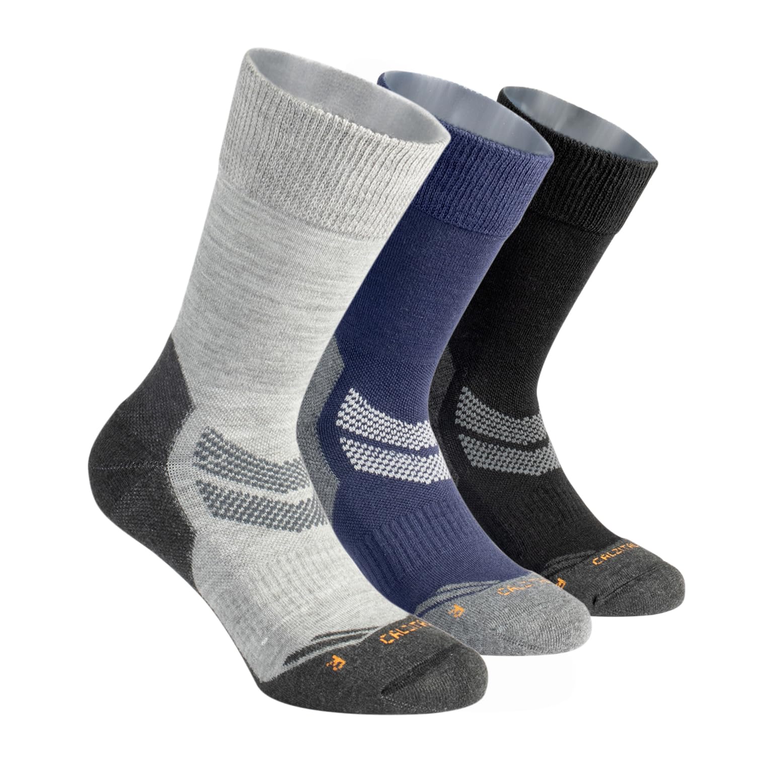 CALZITALY PACK 1 2 3 PAIRES Chaussettes de Trekking en Laine Mérinos, Chaussettes Anti-Ampoules, Chaussettes de Ski, Chaussettes de Randonnée | Made in Italy