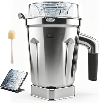 48oz Stainless Steel Blender Container Replacement - Compatible with Vitamix 5200 750 6300 Vm0103 Vm0197 E310 A2500,Fits All Full-Size Vitamix Blenders Built-in Chip,