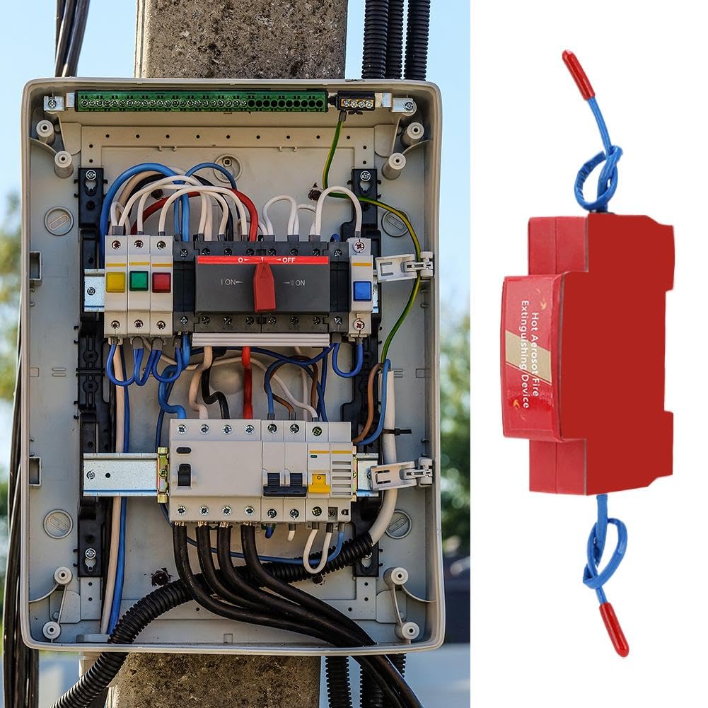 Dispositivo de extinción automática de incendios, supresión de incendios en aerosol de calor para armarios eléctricos y carga de vehículos eléctricos, montaje en riel DIN, boquilla doble, activación