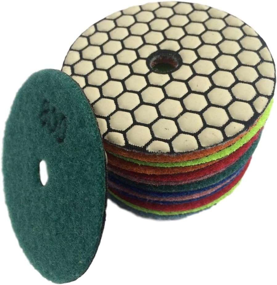 Easy Light 3" Dry Diamond Polishing Pads for Granite Marble Polish (8 Pcs Set, Grit 50-3000 Buff)