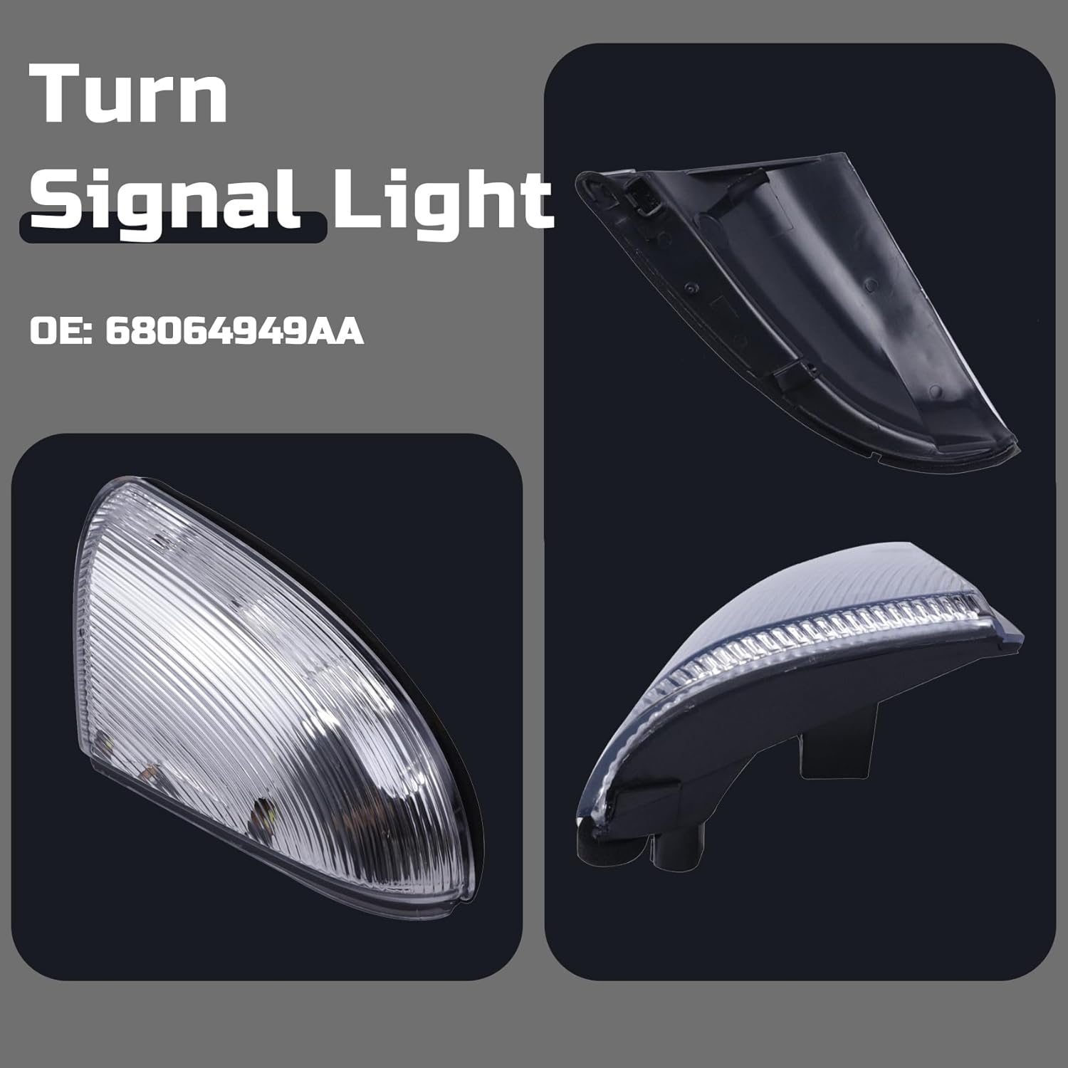 LED Front Left Driver Side Mirror Turn Signal Puddle Light Lamp Assembly Fits For Dodge Ram 1500 2500 2009-2022 68064949AA