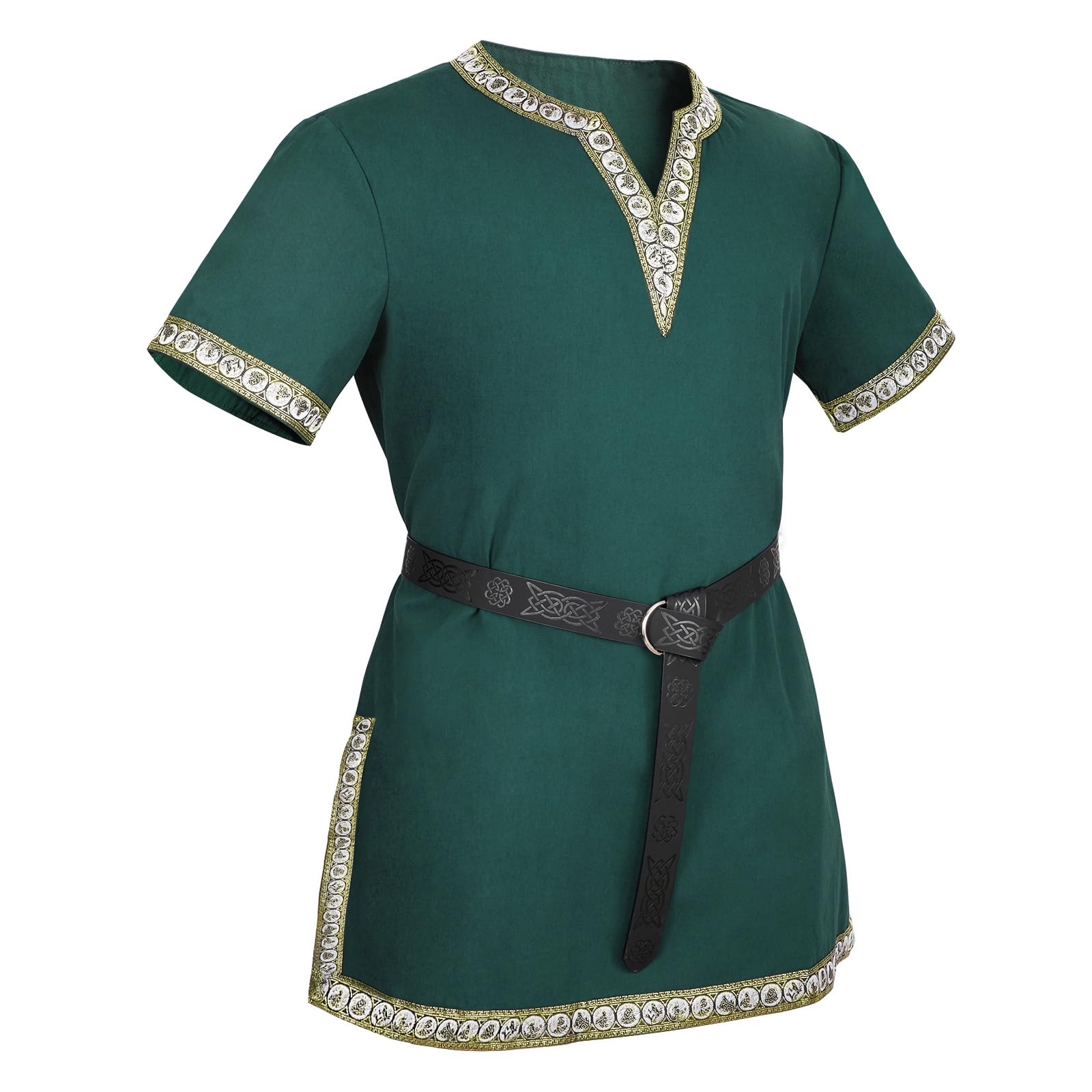 VONMELLI Disfraz medieval para hombre, camisas, renacentista, vintage, túnica vikinga, caballero, pirata, Halloween, cosplay