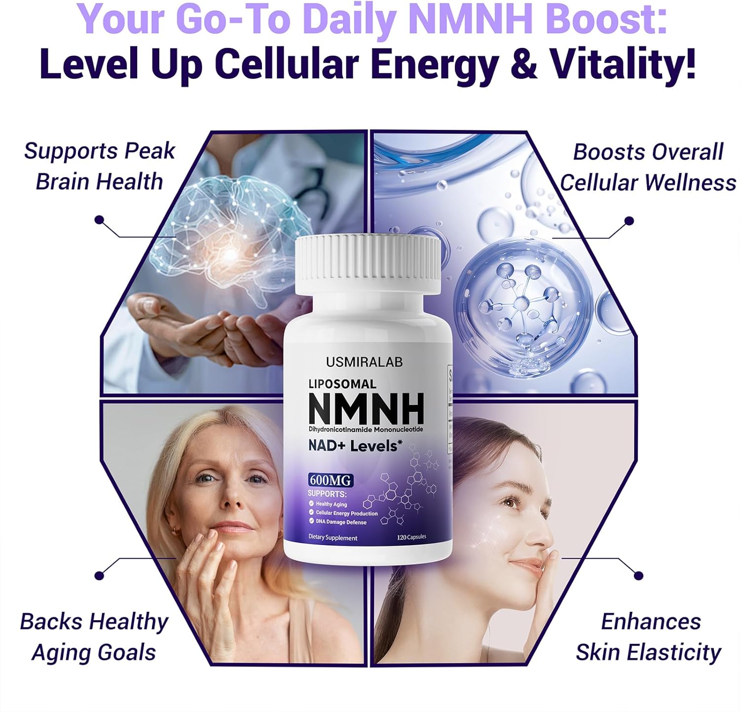 Pure NMNH Supplement Capsules: More Effective Than Nicotinamide Riboside | Boost Cellular Vitality, Anti-Aging & Energy | Vegan, Non-GMO | 120 Capsules (60 Servings)