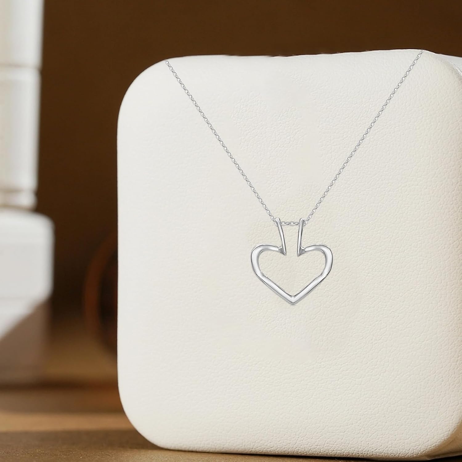 QCWN Ring Holder Necklace for Women Silver Adjustable Heart Necklace Holder Keeper for Women Men Wedding Engagement Ring Holder Jewelry Gift for Wife Nurse Doctor Girlfriend - Image 4