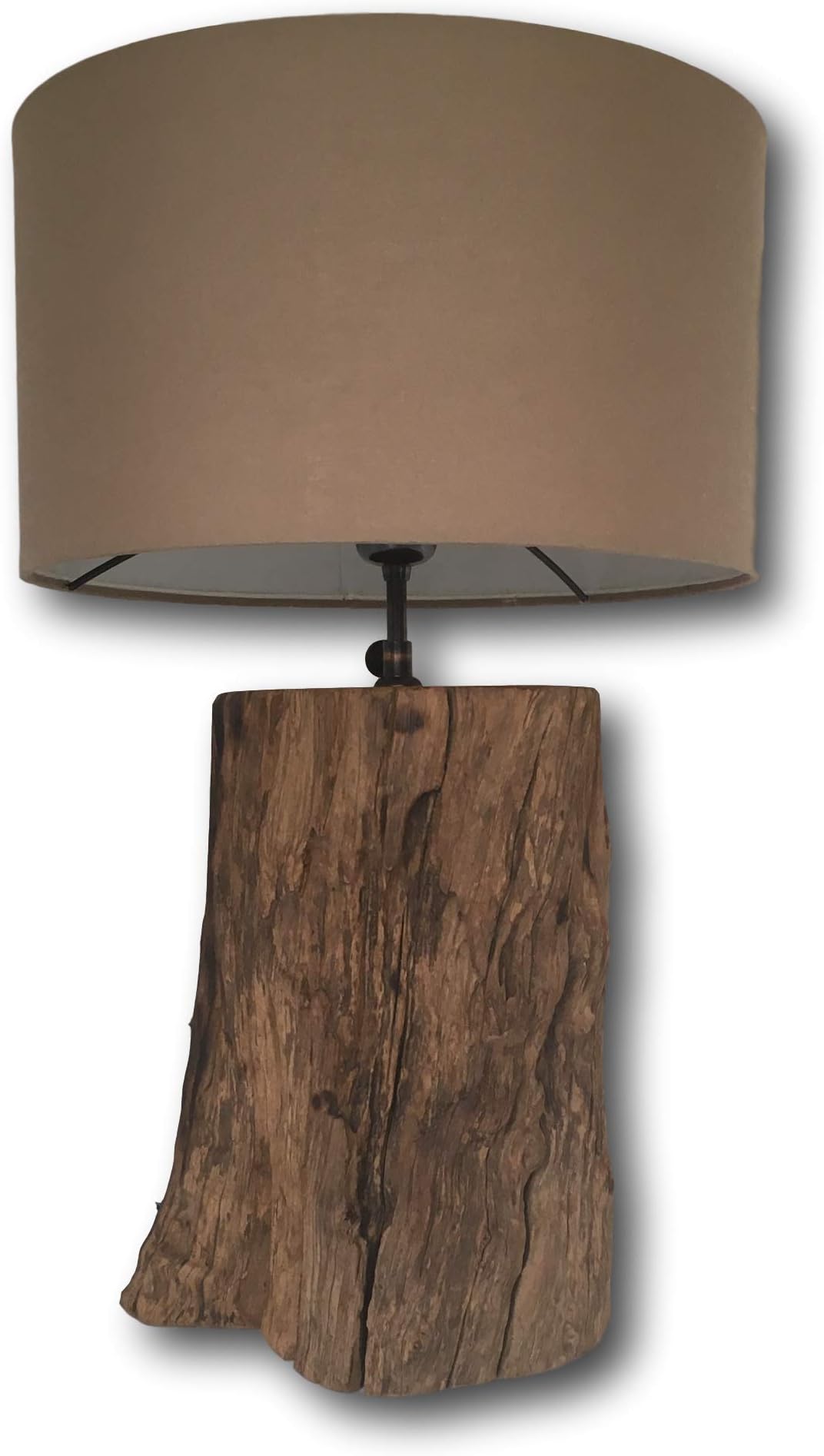 Rustic Wood Table Lamp - Bedroom Wooden Desk Lamp - Choose from Three Lampshade Colours - 60cm H (Beige)