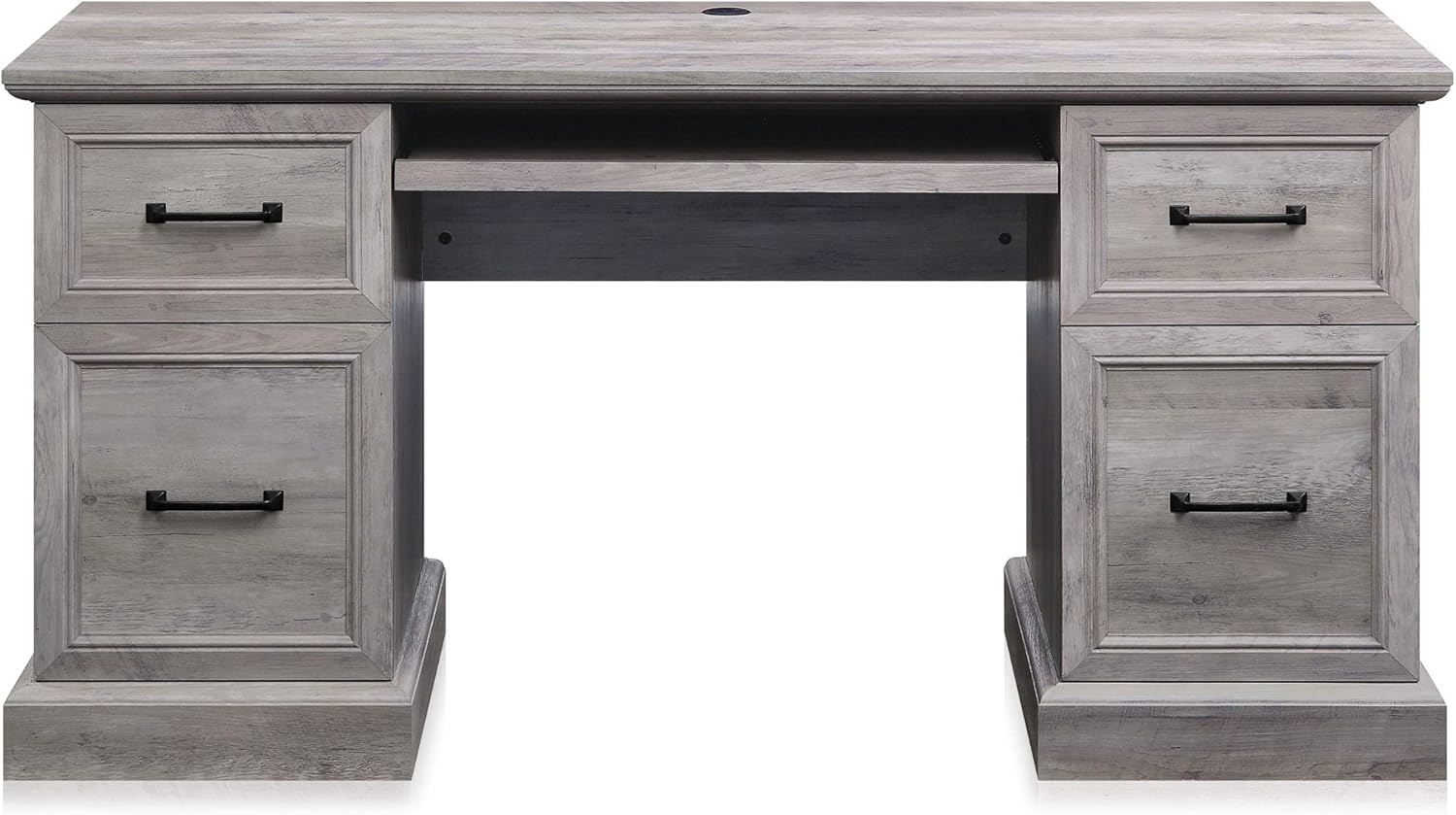 BELLEZE Modern Executive Home Office Computer Desk Table with Two Storage Drawers, Two File Drawers, Slideout Keyboard, and Mouse Shelf - Rhudi (Grey Wash) : Home & Kitchen