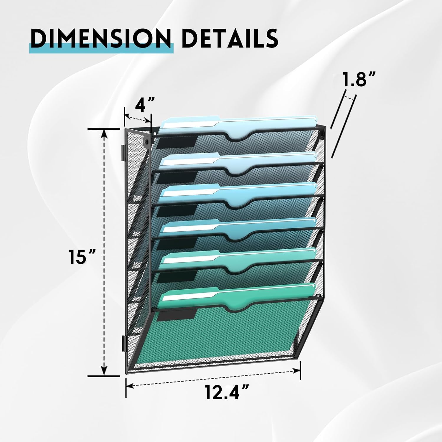 SUPEASY 6-Tier Wall File Organizer, Hanging Wall Files for Papers, Folders, Magazines, Wall Organizer for Clipboard, Assembly Needed, Black, 2 Pack