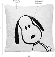 Vista 3 de Lambs & Ivy Classic Snoopy - Cojín decorativo peludo para cuarto de bebé, color blanco y negro
