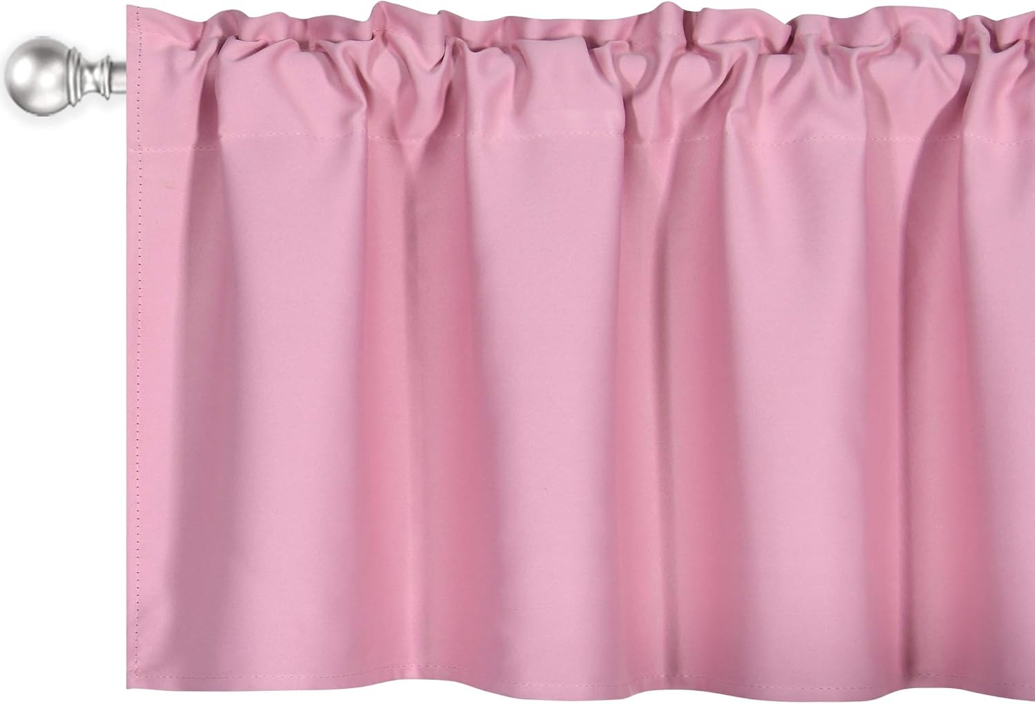 DECOVSUN Baby Pink Valance for Windows 42x18 Inch Solid Thermal Insulated Blackout Rod Pocket Kitchen Short Curtain Toppers Valance for Bathroom Living Room 2 Panels