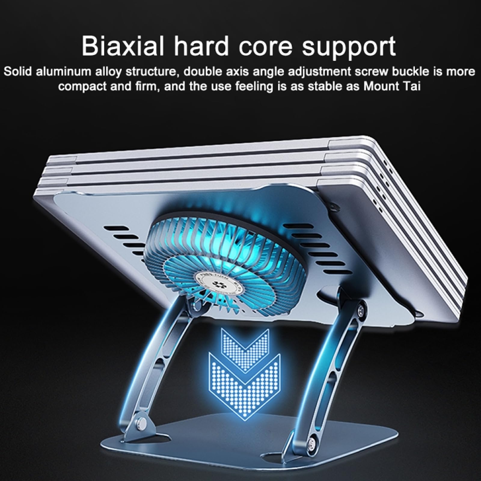 Support de refroidissement pour ordinateur portable – Support ergonomique fin pour ordinateur portable pour bureau, ventilateur de refroidissement à 3 vitesses réglable en hauteur pour