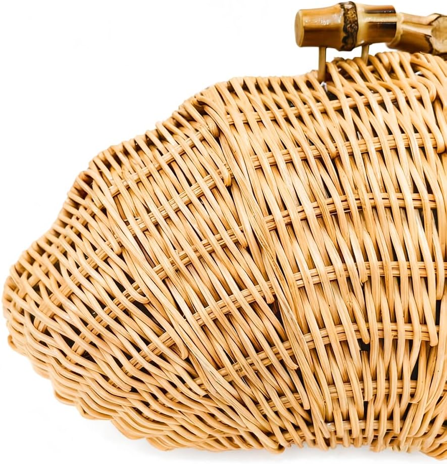 CUXVA Handwoven Shell Rattan Clutch for Women Summer Beach Straw Bags Sea Shell Clutch Purse