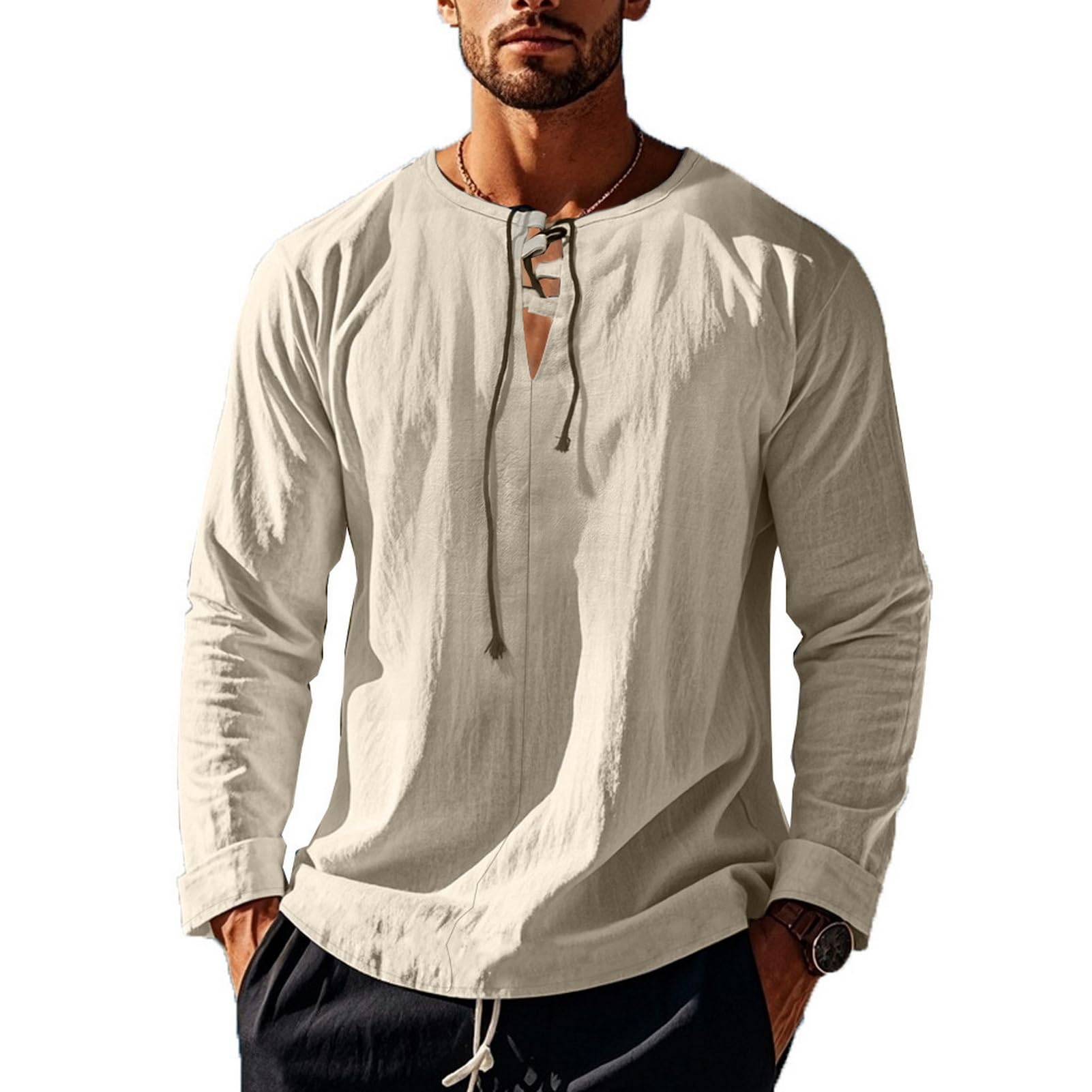 T-shirt en coton col en V homme coupe ample et confortable - 8
