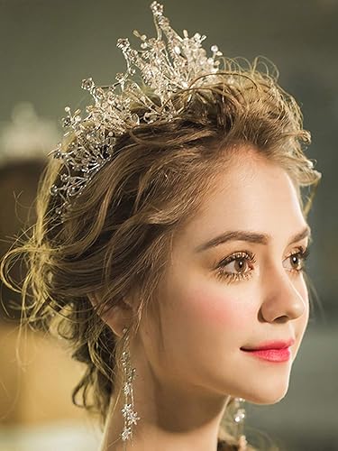 Miniatura 2 de COCIDE Coronas plateadas para mujer, tiaras para mujer, diamantes de imitación de cristal, tiara barroca para niñas, cuentas de reina princesa,