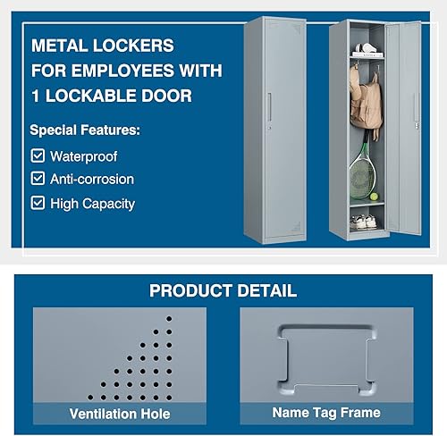 Miniatura 4 de Armario de almacenamiento de metal, armario de almacenamiento de casillero de 71 pulgadas de alto para empleados, armario de almacenamiento de acero