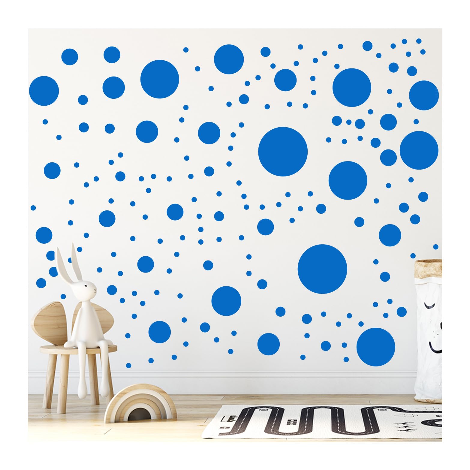 Stickerdeen Blue 500+ Assorted Polka Dot Circle Wall Stickers For Kids Bedroom Living Room, Classroom, Playroom Decor Removable Vinyl Wall Stickers Dots Wall Decals (Blue)