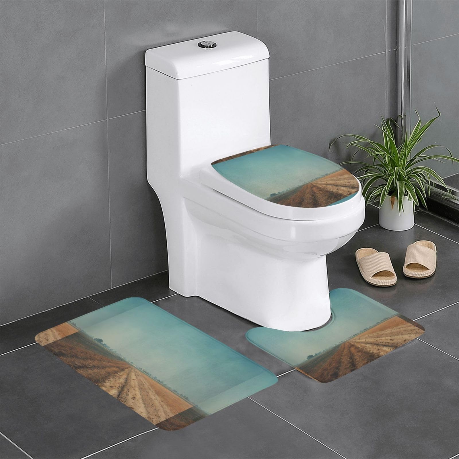 Alfombrillas de baño en U HYTTER juego de 3 alfombras absorbentes