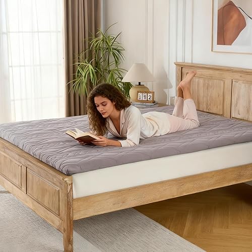 Miniatura 7 de Colchón japonés tamaño individual, colchón futón con funda lavable de algodón, tapete de tatami enrollable de 2.5 pulgadas de grosor, colchón