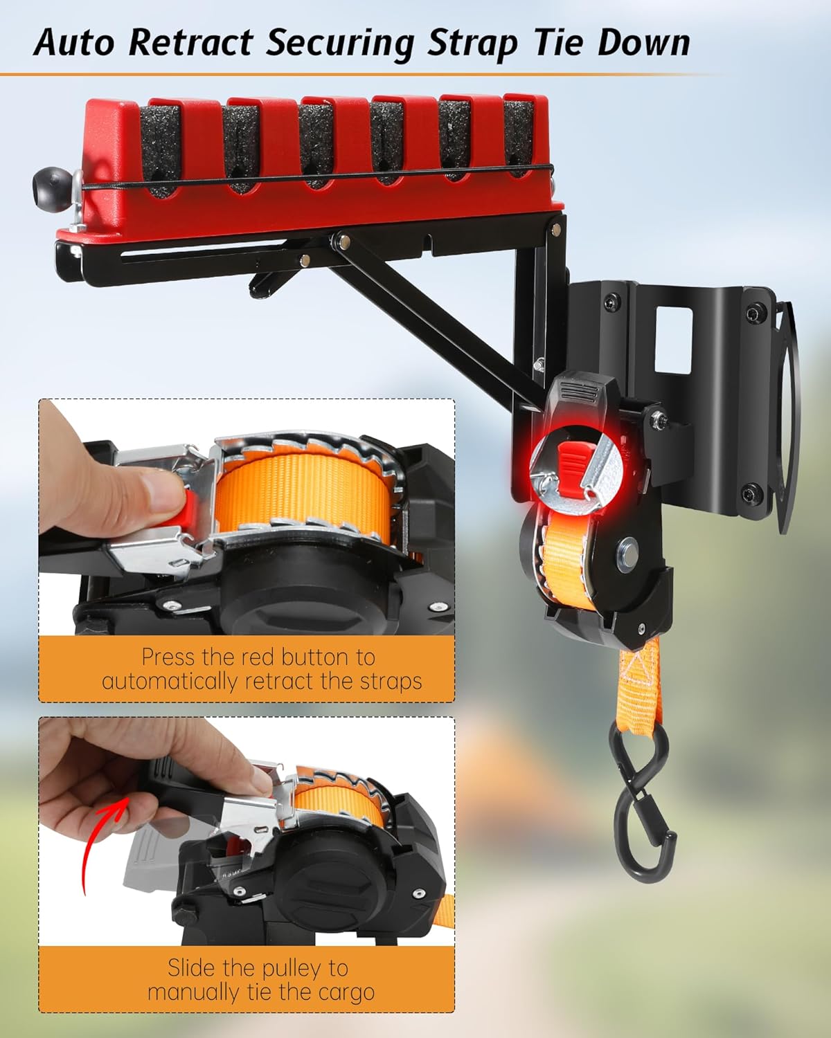 Truck Bed Fishing Rod Holder for Ford F150, with Retractable Truck Bed Ratchet Straps for Ford F150, Can Hold 6 Fishing Rods, Compatible with Ford F-150 F250 F350 F450 2015-2025