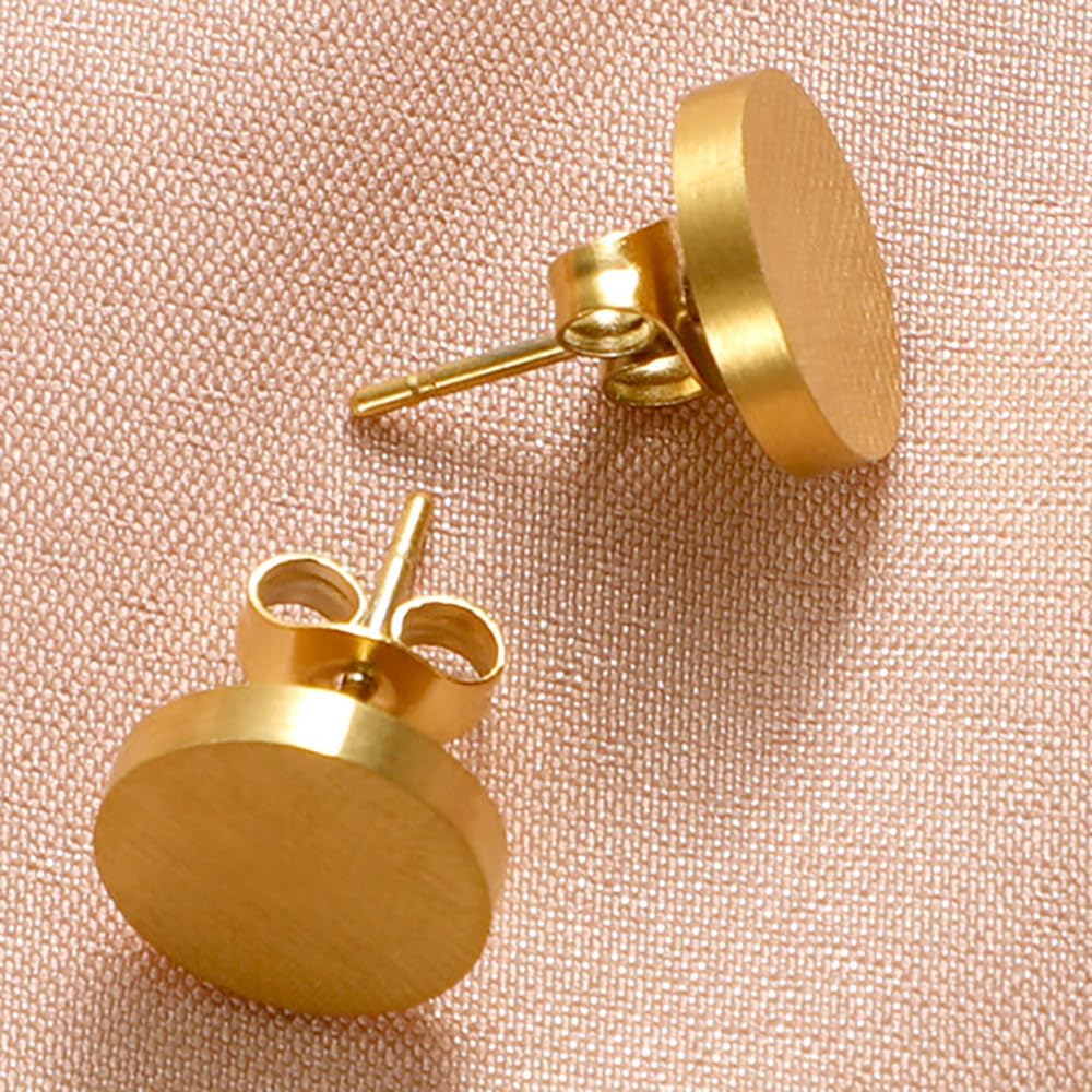 Titanium Steel 10 MM Flat Circle Stud Earring 1 Pair Brushed Earrings Hypoallergenic Studs Jewellery Round Disc Jewelry for Sensitive Ears Women Men Male Aretes De Hombre Mujer - Image 6