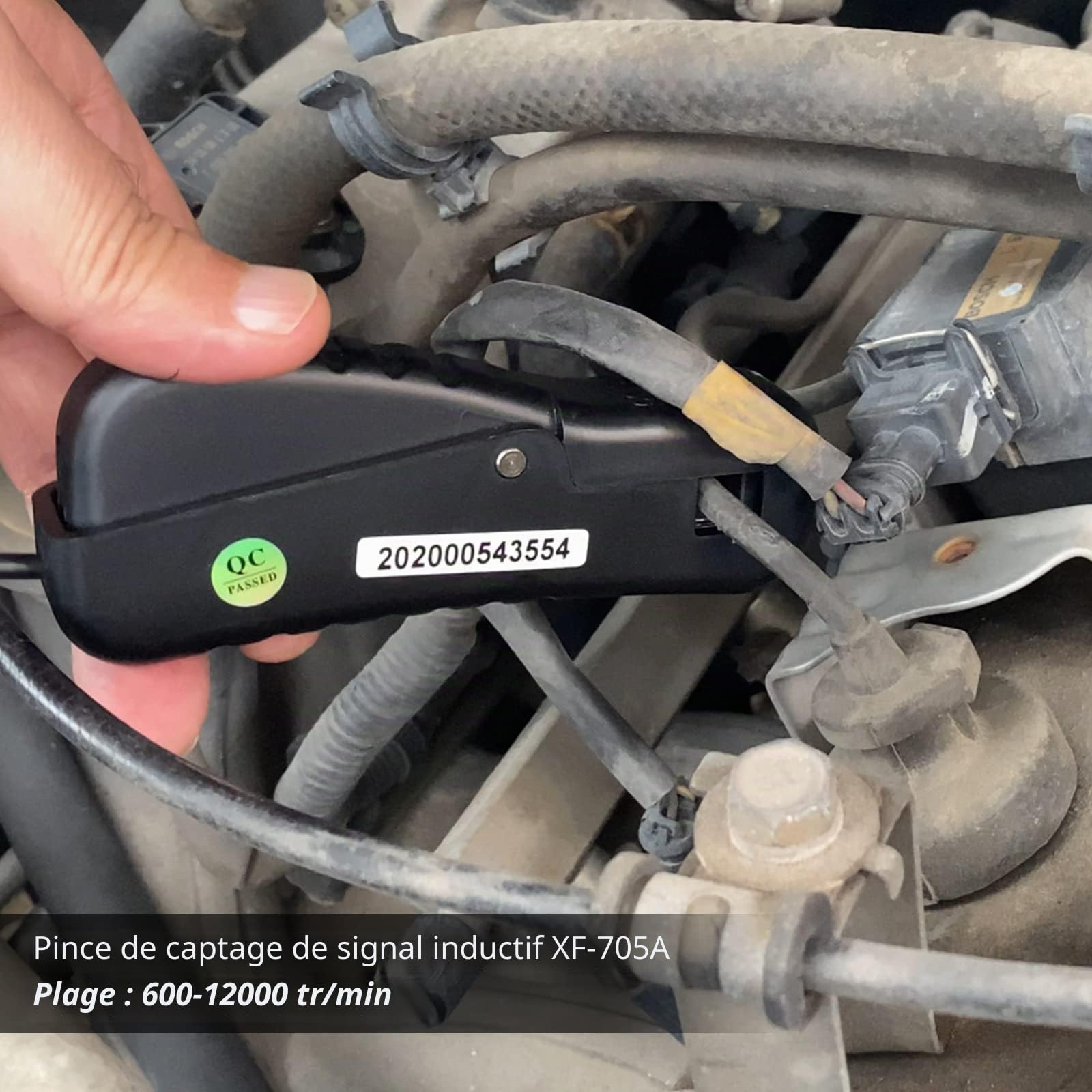 Multimètre Numérique Automobile & Pince Inductive Détection de Signal, Multitester pour Tension AC/DC, Courant, Dwell Angle, Largeur d'impulsion, Tachymètre à Essence 600~12000RPM pour Voiture, Maison