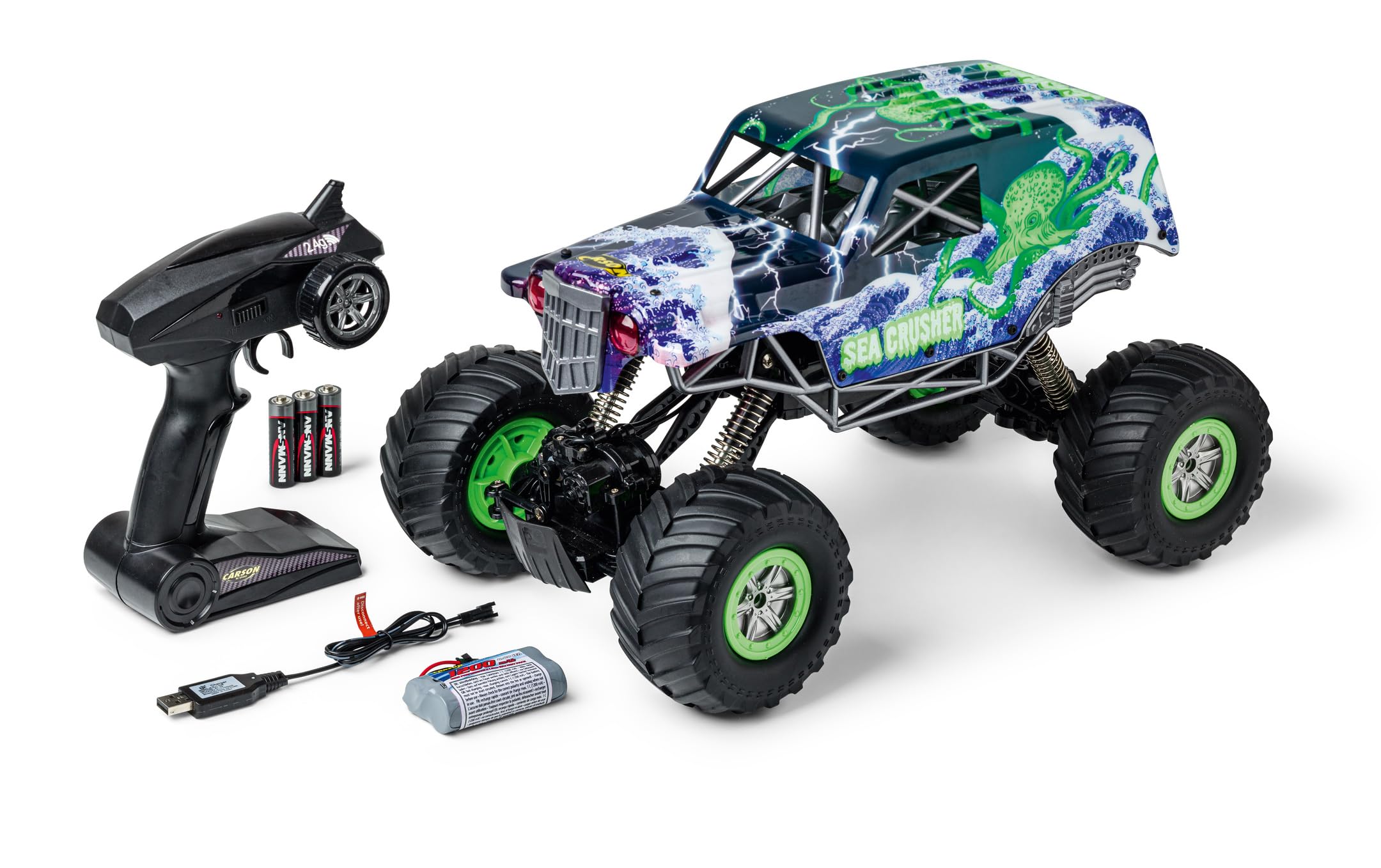 Coche Teledirigido Carson Dirt Crawler 4x4 1:8 – 100% RTR – Naranja – Tracción Total Con LED – Batería Y Cargador Incluidos – Hasta 25 Min De Autonomía