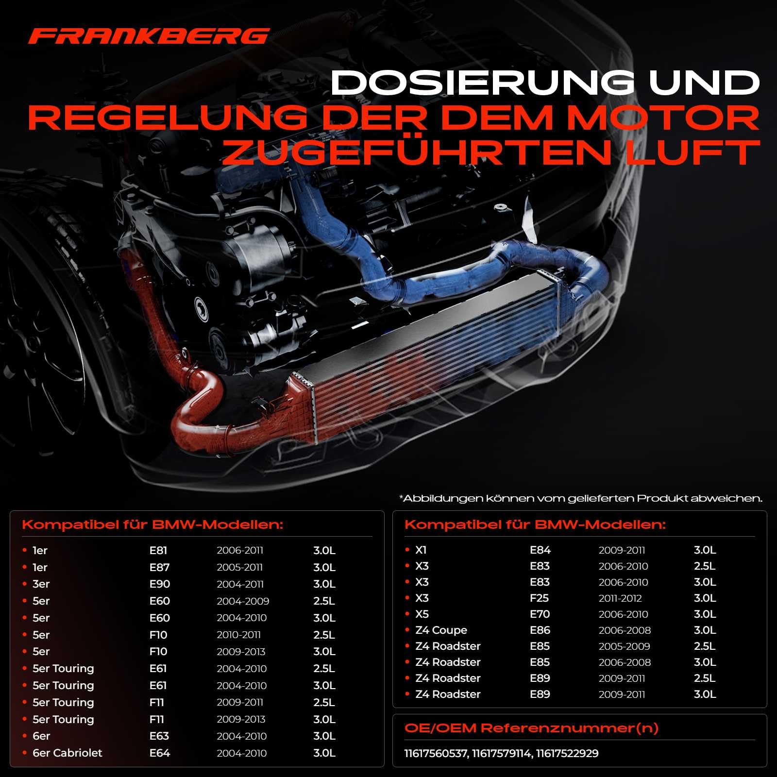 Frankberg Zawór sterujący powietrzem lewy do 1 130 125 128 3 323 325 330 5 523 525 530 528 6 630 7 730 2,5 l 3,0 L 2004-2017 116175791114