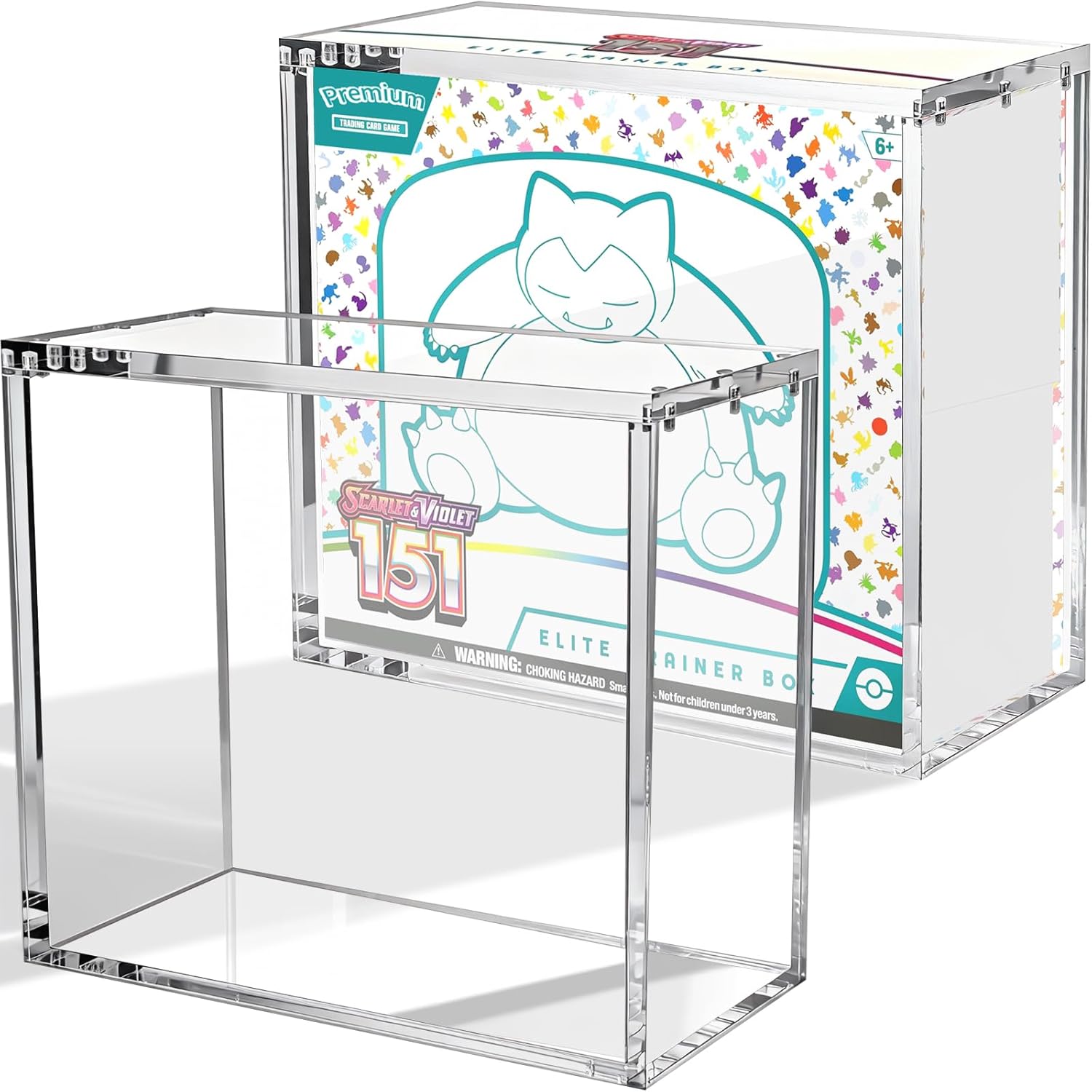 PKMN ETB Acrylic Case – 8mm + 5mm Premium Thick Clear Acrylic ETB Display Box with Magnetic Lid – ETB Protector Case for Collectors, UV Resistant, Stackable Design