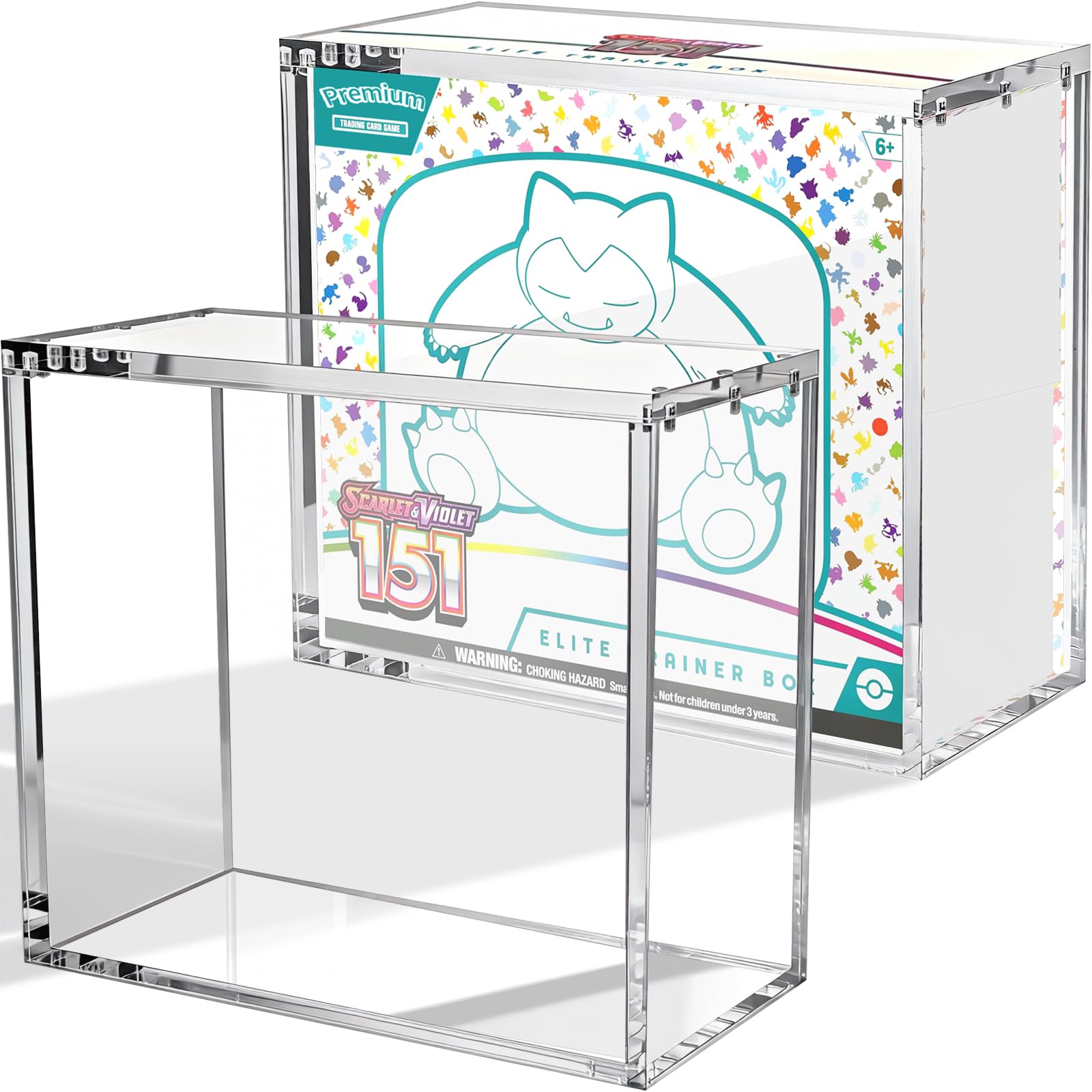Acrylic Display Case for PKMN Elite Trainer Box – 5mm + 8mm Premium Thick Clear Acrylic Storage Box with Magnetic Lid – ETB Protector Case for PKMN Collectors, UV Resistant, Stackable Design
