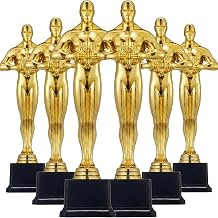 6-Pack 10 Inch Gold Award Statue Trophies, Bulk Plastic Golden Trophies for Awards Night Party Favors, Classroom Rewards, Corporate Event & Office Display