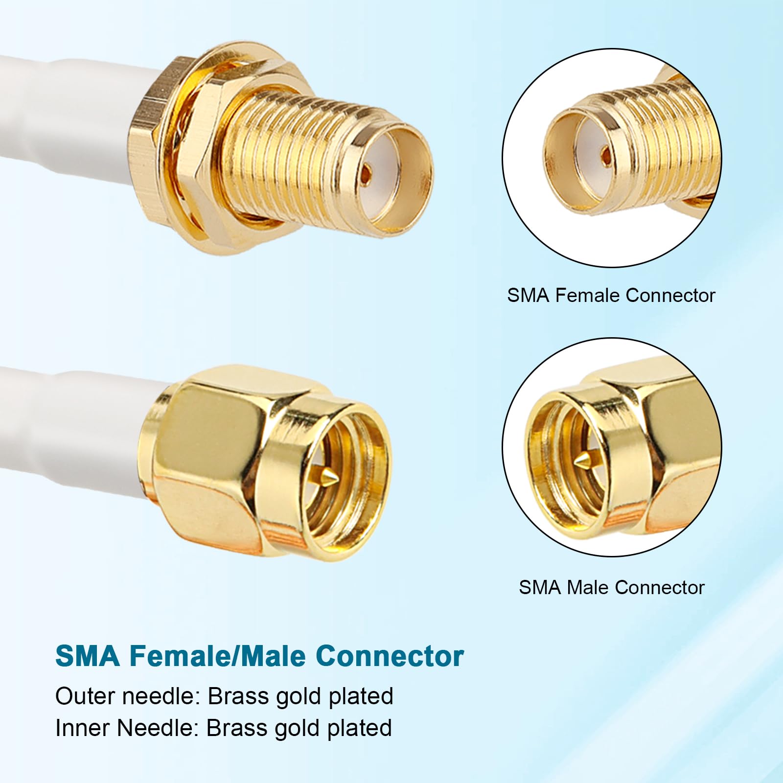 MOOKEERF Cavo di prolunga SMA – Cavo coassiale SMA maschio a SMA femmina, cavo coassiale a bassa perdita Twin-KMR195, cavo di prolunga per antenna con connettore SMA per router cellulari 5G, gateway,