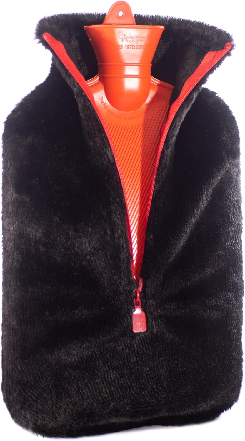 Peterpan Rubber Hot Water Bottle with Cover, Size: XXX-Large, Hot Water Bottles for Pain Relief, BPA & PVC Free, 100 Fl Oz Capacity, Red Zipper Peterpan Rubber Hot Water Bottle with Cover, Size: XXX-Large, Hot Water Bottles for Pain Relief, BPA & PVC Free, 100 Fl Oz Capacity, Red Zipper