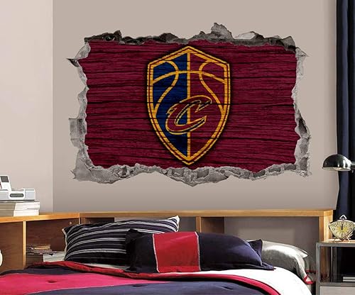 Miniatura 2 de Baloncesto Cleveland Team Pegatinas de pared arte 3D Smashed Custom Fan Cavaliers Decoración de pared dormitorio garaje extraíble vinilo pegatinas