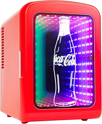 Coca-Cola - Mini refrigerador de 4 litros6 latas con luz LED multicolor - Termoeléctrico portátil de 12 V CC110 V CA silenciosocalentador para