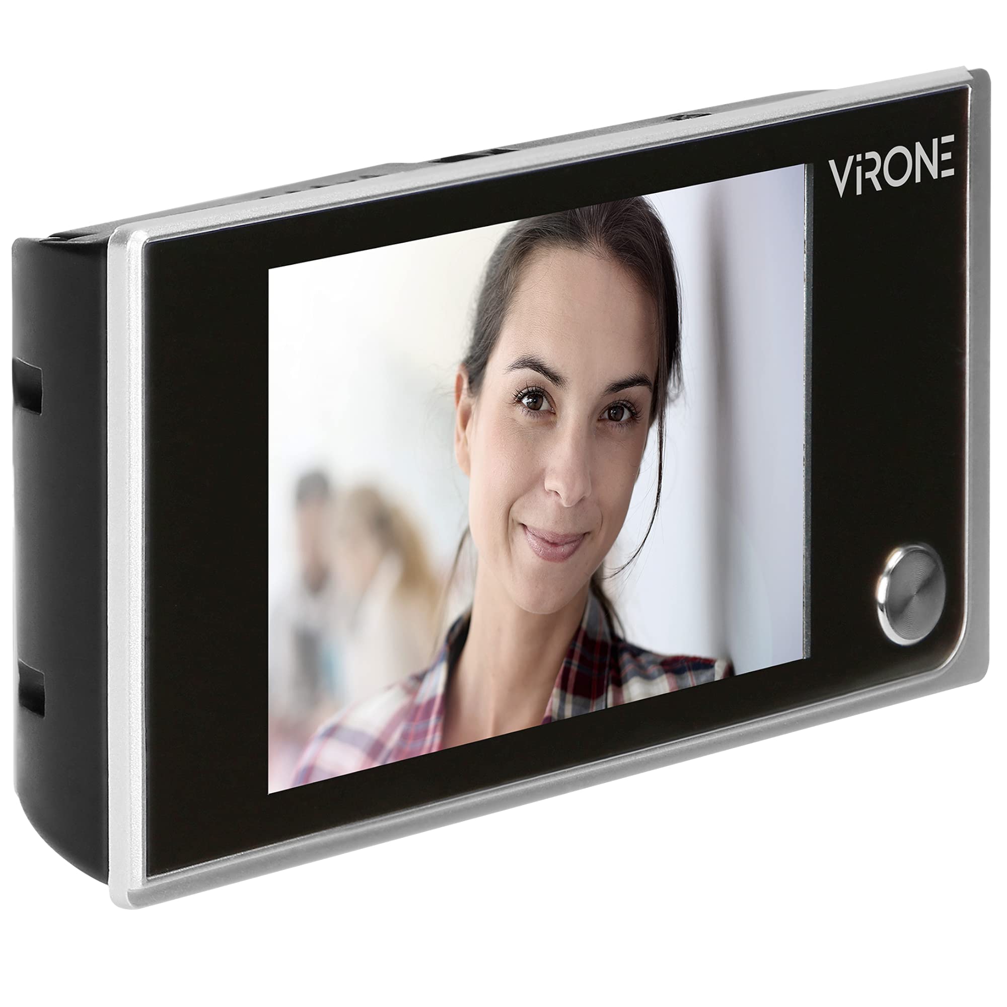 Virone DV-1 Judas De Porte Camera Surveillance Grand Angle de Vue LCD 3,5" à Piles Argent