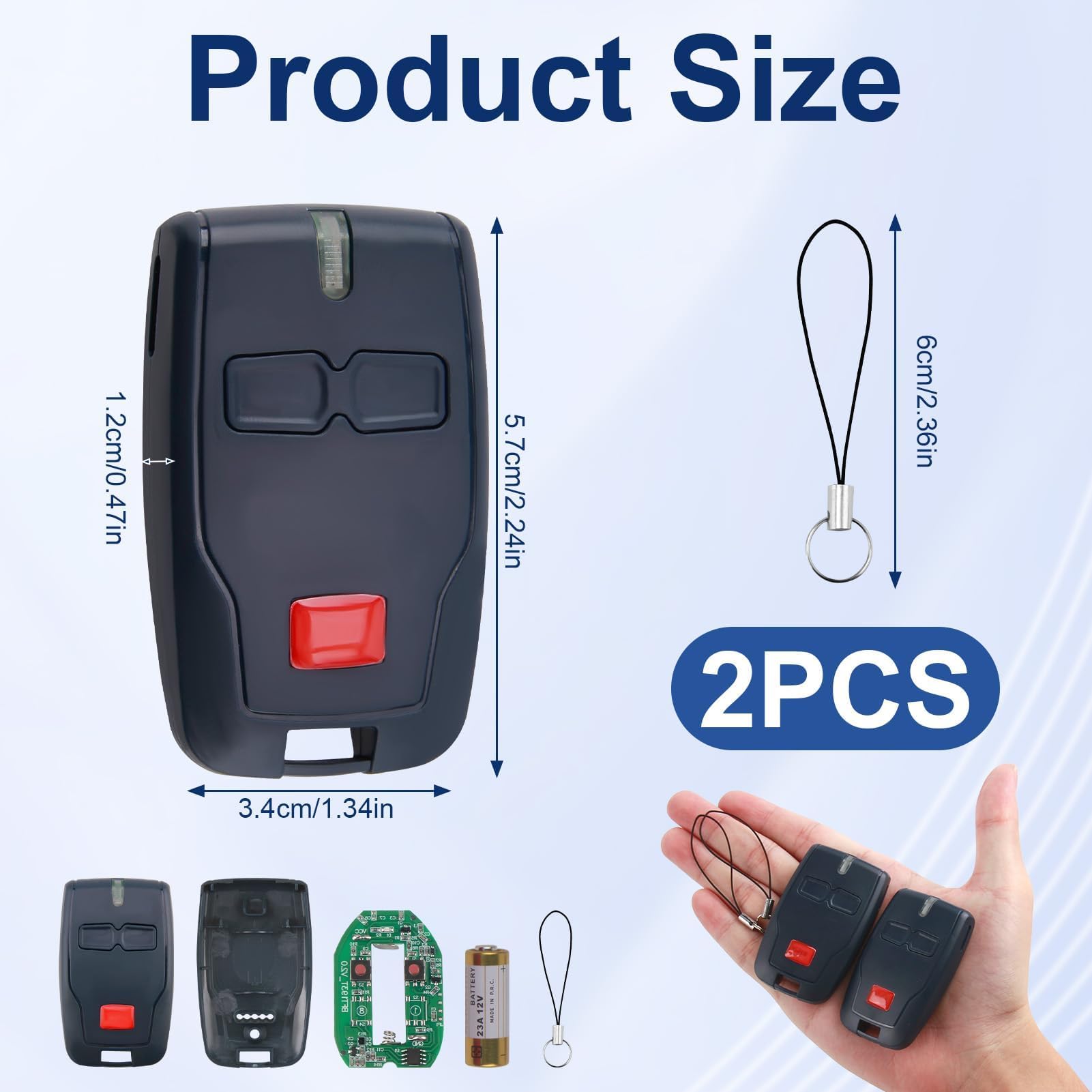 Mando a Distancia para Puerta de Garaje para Mitto 2B RCB 433MHZ, 2 Canales 2 Botones Rolling Code Mandos para Rolling Mitto 2, Kleio, Ghibli, TRC 2, Kleio, Ghibli, TR
