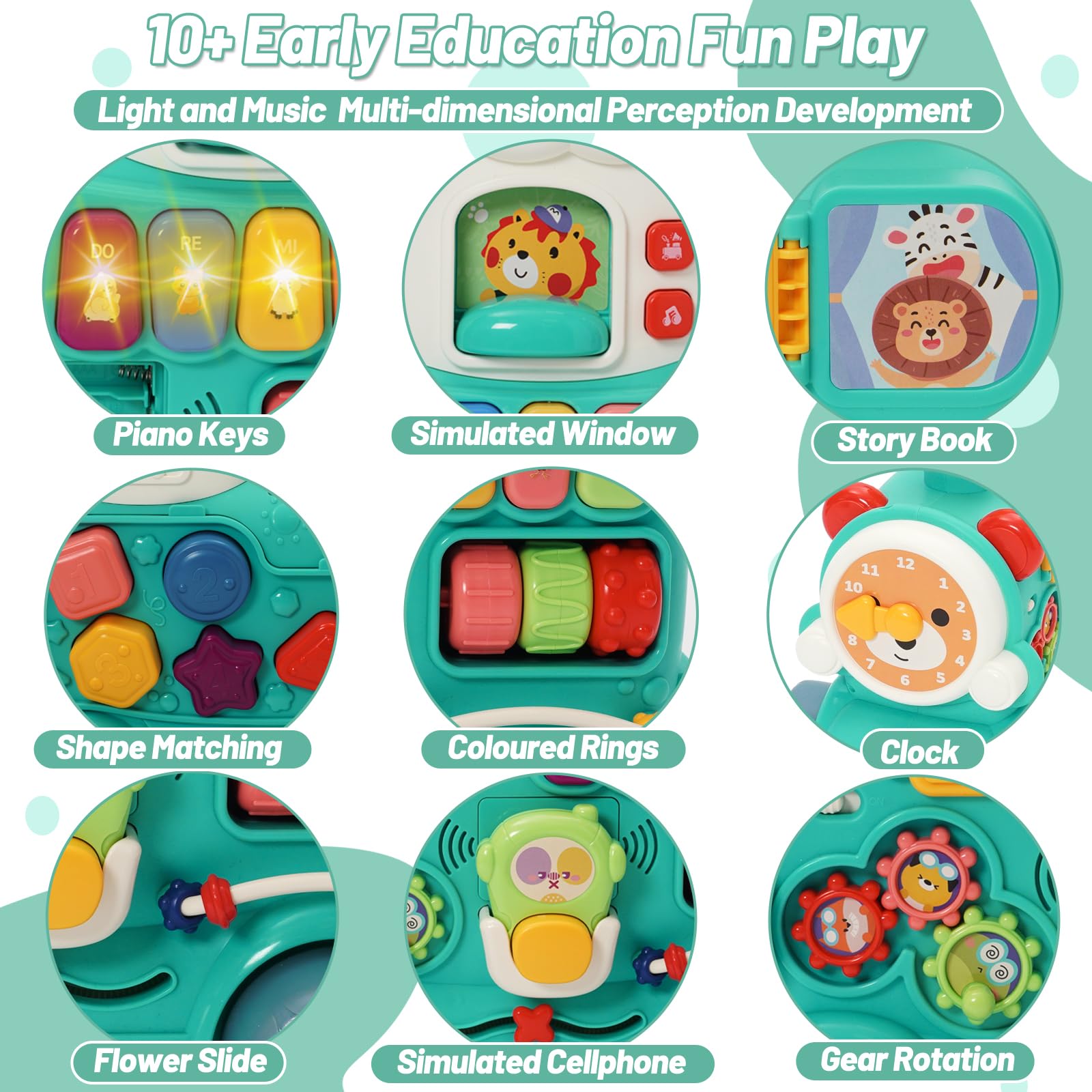 Andador Bebes 3 en 1, Correpasillos Andador Bebé con 10+ Juego Educativos, Música & Luces, Efecto de Niebla, Velocidad Ajustable, Centro de Actividades Educativas, Regalo para Niños Pequeños 6+ Meses