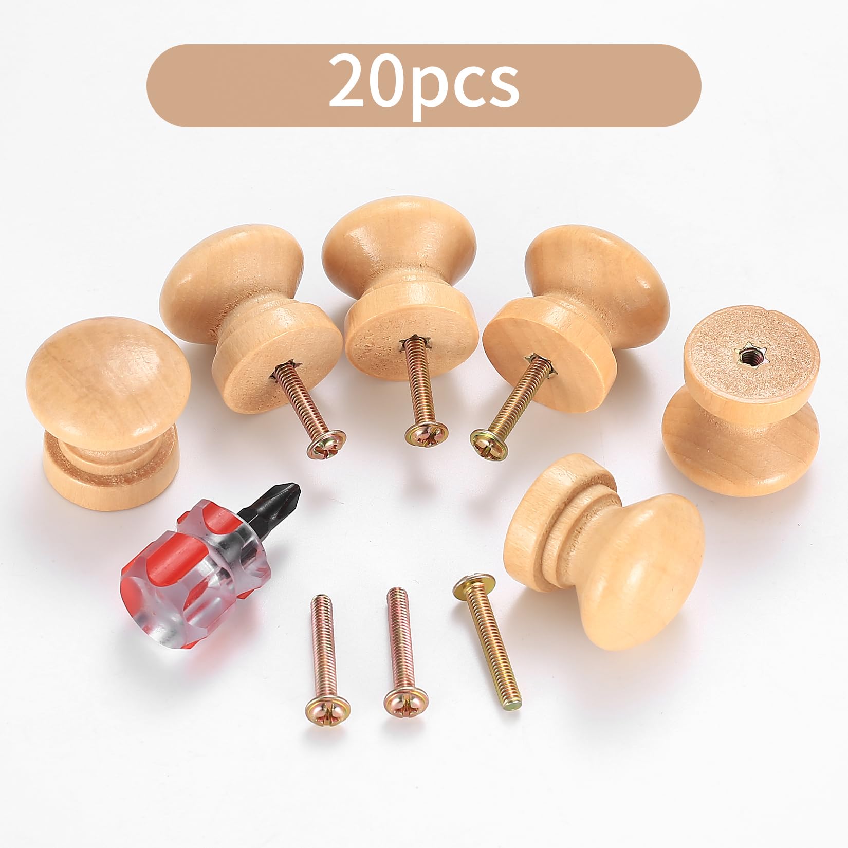 20 Pomelli In Legno Per Mobili - Maniglie Per Cassetti E Armadi, Con Viti, 35x26mm - Foto 7