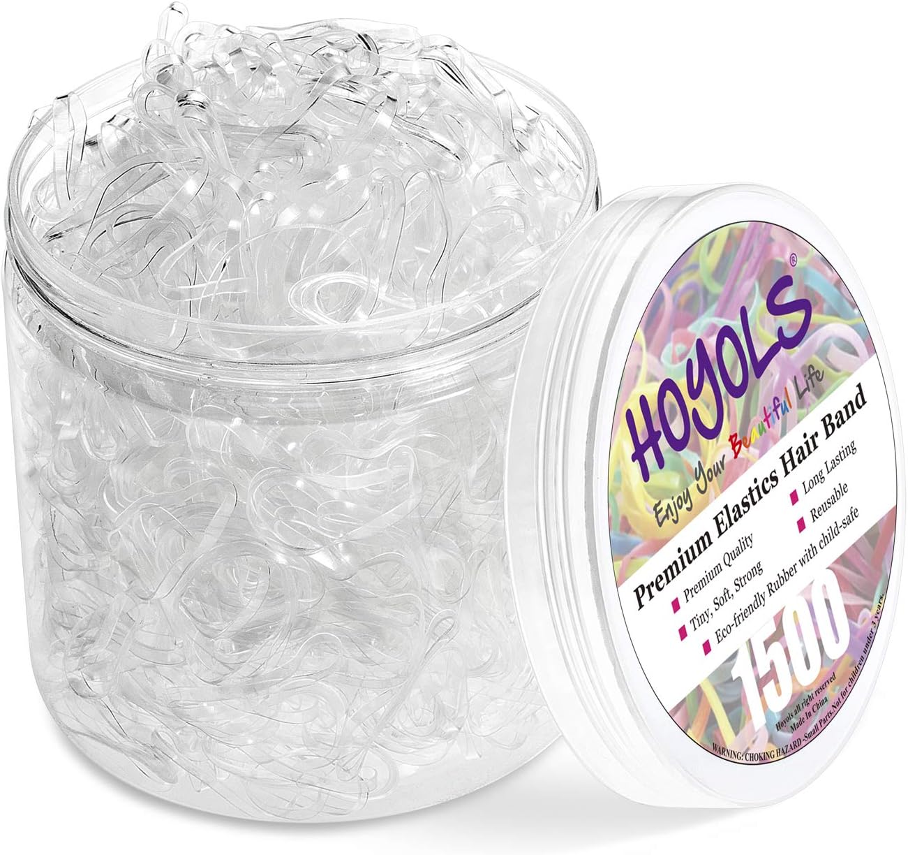 Clear Elastic Hair Rubber Bands, 1500pcs Mini Small Clear Ponytail Elastics Holders for Blond Kids Girls Hair No Crease Damage No Hurt 1 Inch TPU
