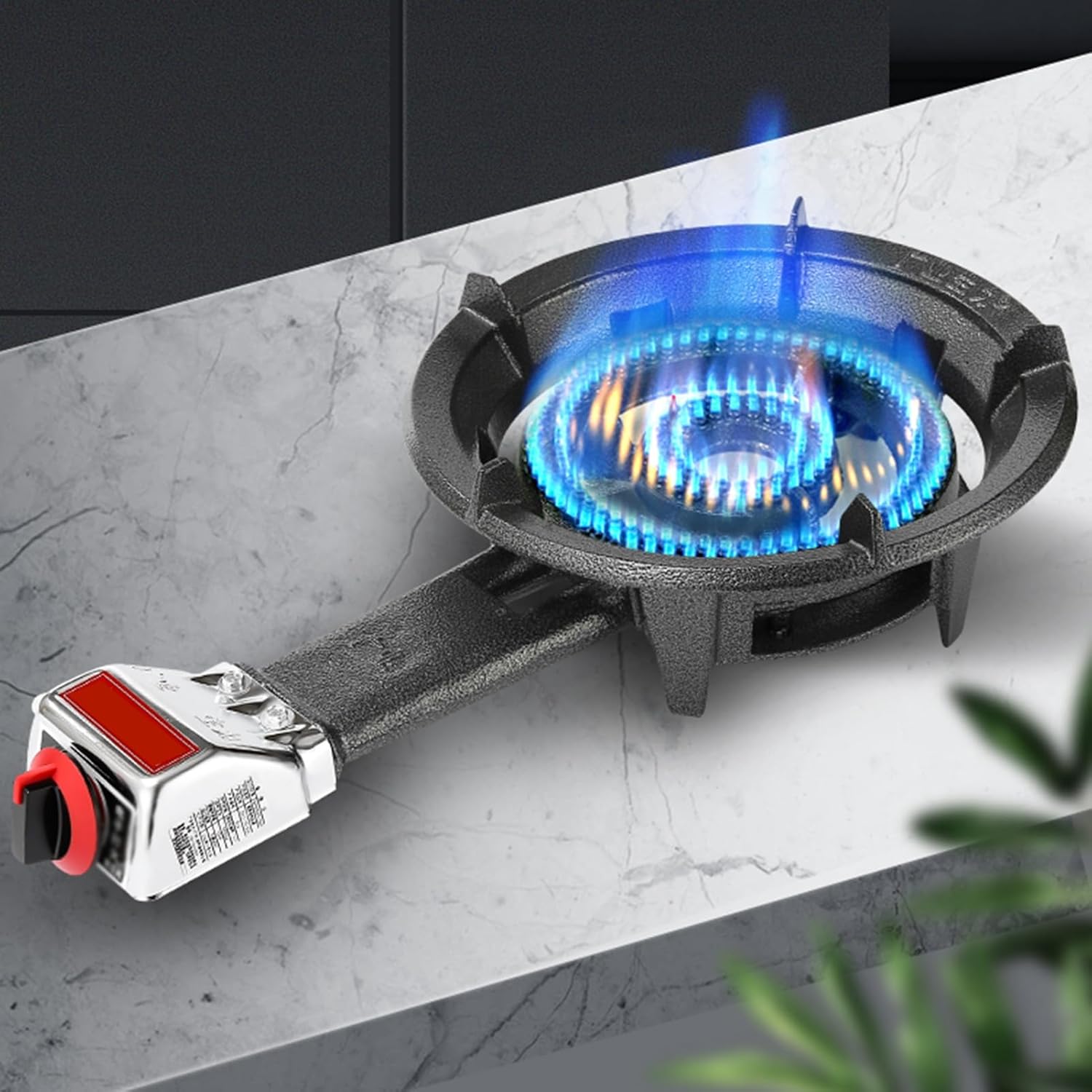 Single-burner Gas Stove,8/9/10KW Fire Ring High-Efficiency Cooker,Heavy-duty LPG/Natural Cooktop,with Flame Failure Protection,for Home Commercial Use(Ng,55x13x34cm)